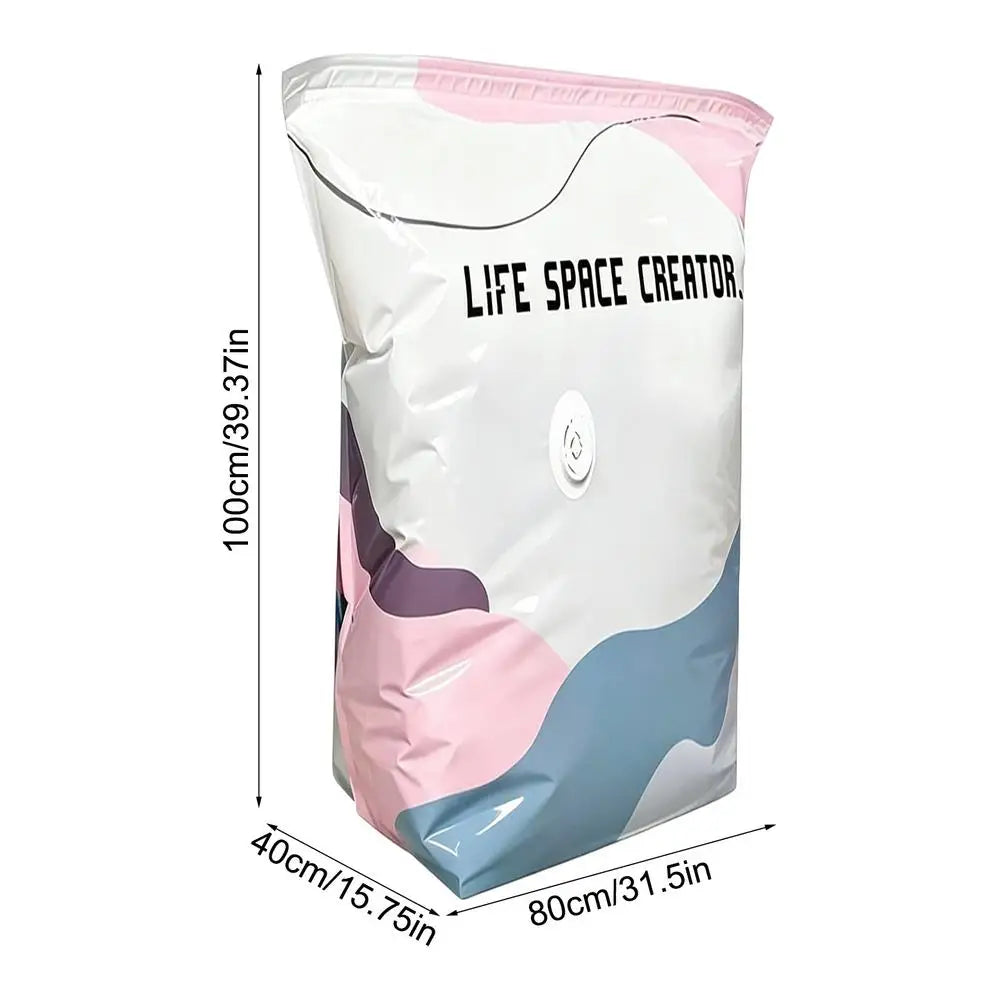 2 Pieces Travel Vacuum Bags No-Pump Suitcase Compression Packaging Luggage Vacuum Bags for Bedding Clothes Blanket Pillow Quake L