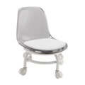 Rotating Low Stool Chair with Backrest PU Leather Ergonomic Roller Seat for Salon Spa Home Office Cleaning Quake Gray