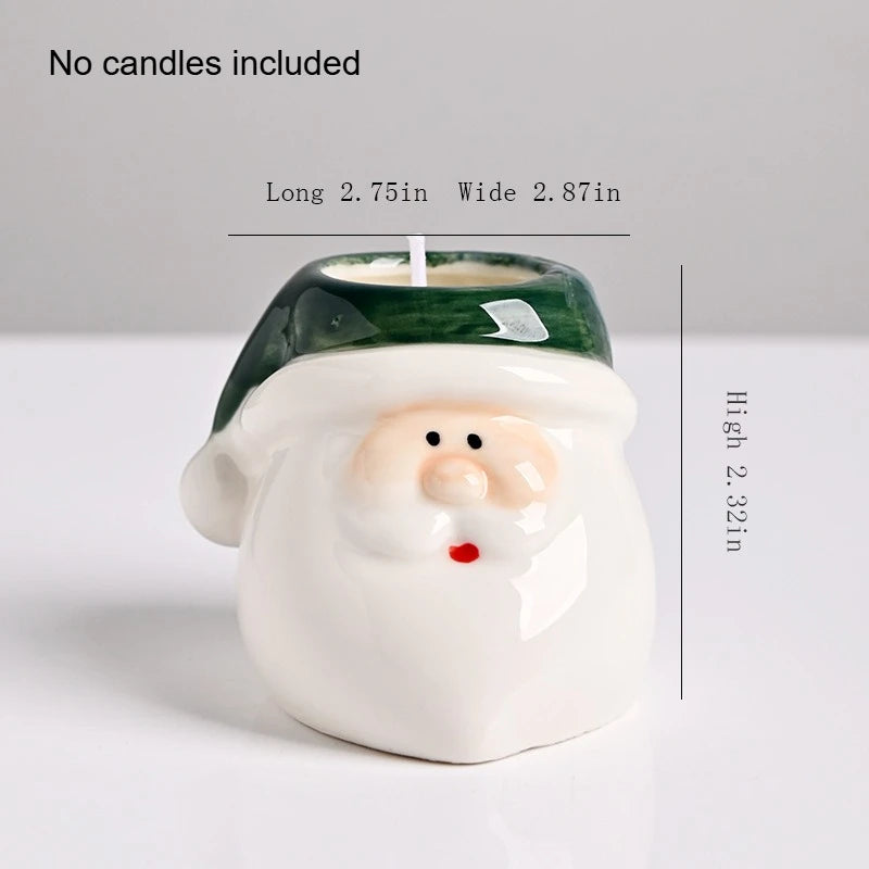 Household Creative American Style Personalized Santa Claus Candle Cup Empty Cup Ceramic Cup Gift Quake green No candles