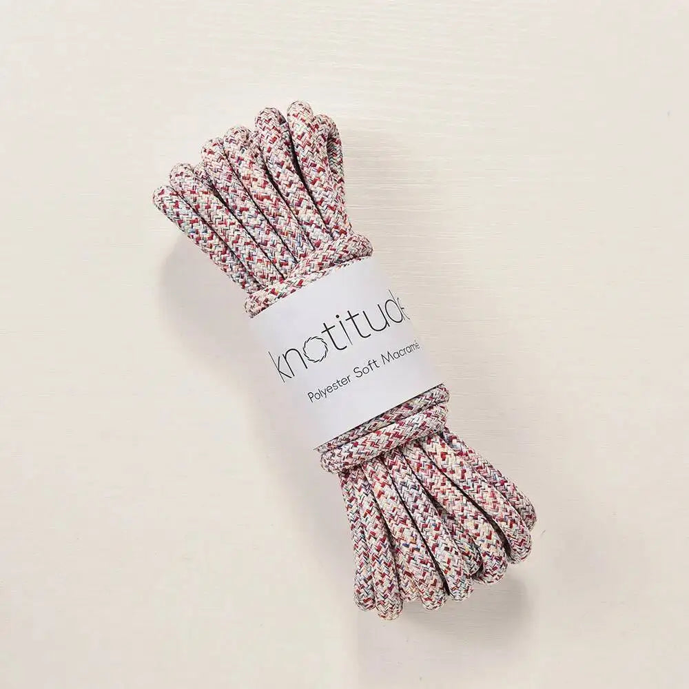8MM 5 Meters Polyester Braid Cord Pet Leash Making Rope Outdoor Rope Thick Macrame Cord DIY Handmade Accessory Yarn Quake Light Rainbow