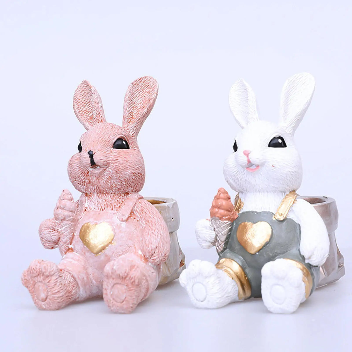 Easter Bunny Figurine Decorative Cute Easter Decoration Tabletop Ornament Animal Sculpture for Desk Home Bedroom Entrance Office Quake