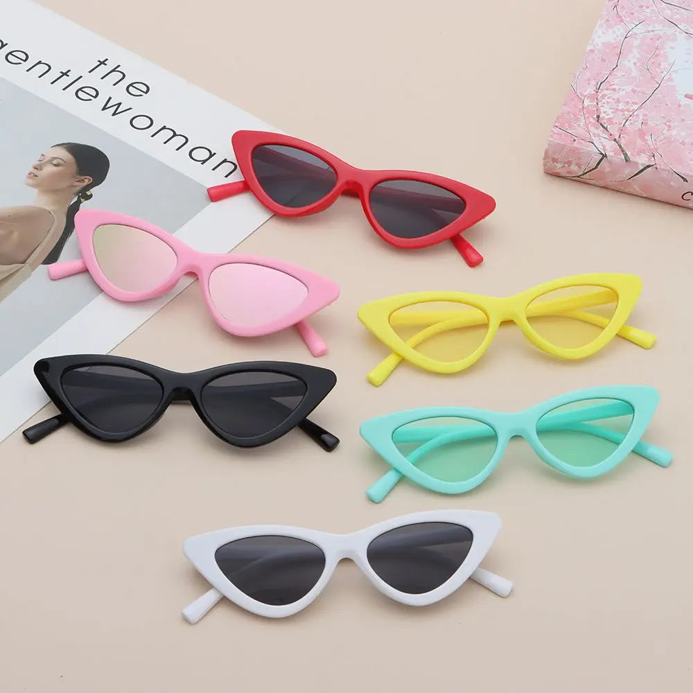 Fashion Candy Color Sunglasses Kids Aged 3-9 Years Trendy Retro Cat Eye Sun Glasses Boys Girls Non-Polarized Shades Party Favor Quake