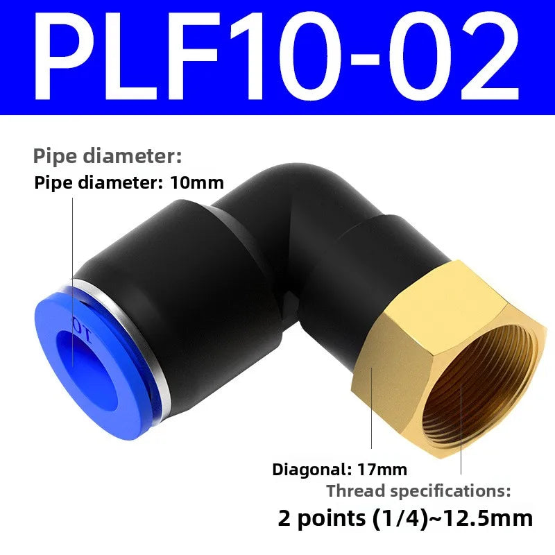 1pcs PLF Pneumatic Fittings Female Thread 1/8 1/4 3/8 1/2 Hose OD 4/6/8/10/12mm Air Elbow Connector Tube Push In Fittings Quake PLF10-02 1 Pcs