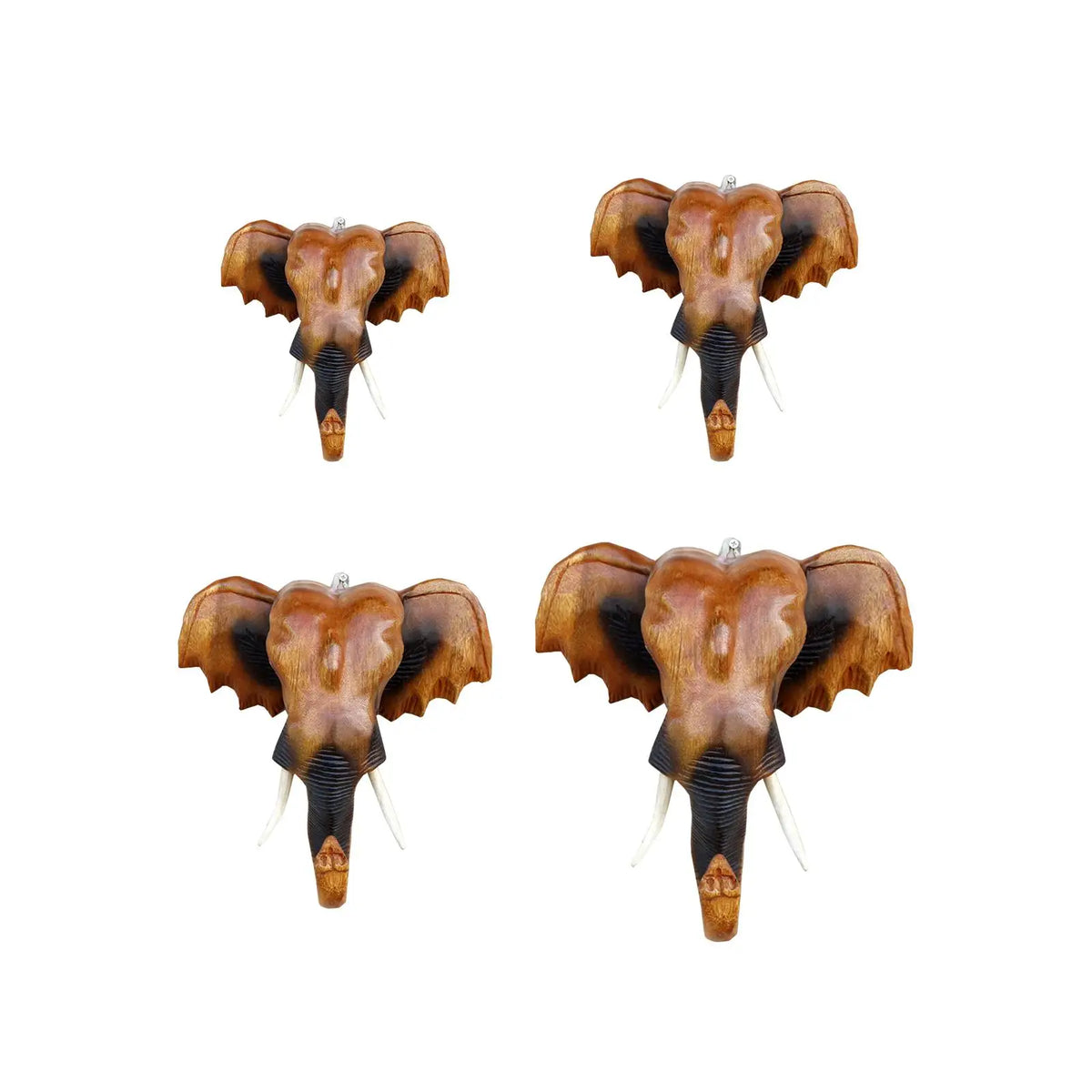 Sculpture, Elephant Head, Wall Decor, Durable Collectible, Decorative Wooden Quake