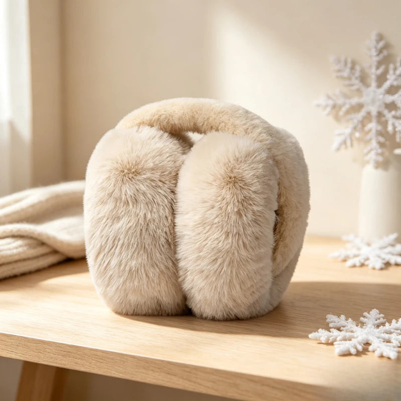 Foldable Plush Winter Earmuffs for Women Soft Warm Ear Covers Fashion Ear Warmers Cold Protection Ear Muffs for Students Outdoor Quake