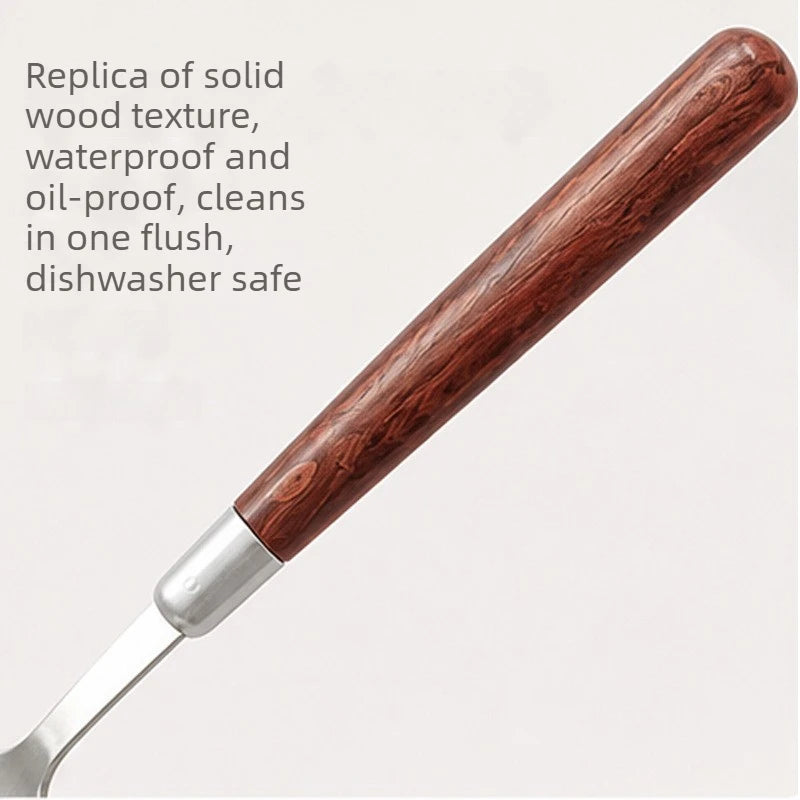 Stainless Steel Ice Cream Scoop Imitation Wood Handle Spoon Fruit Baller Spoon for Western Restaurant Home Use Quake