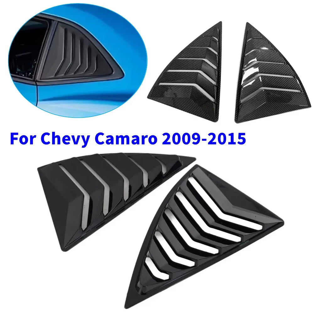 For Chevy Camaro 2009-2015 Car Rear Louver Window Side Shutter Cover Trim Sticker Vent Scoop ABS Carbon Fiber Black Accessories Quake