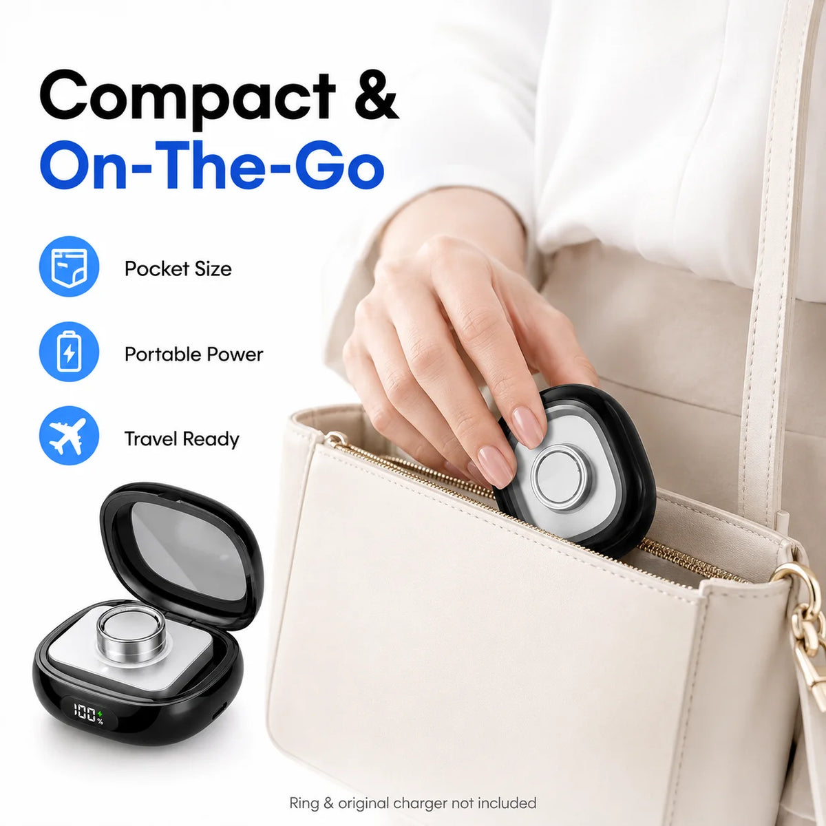 Charging Case for Oura Ring Gen 4 3 2000mAh Portable Power Bank Charger Box Type-C Travel Charging Case All Sizes Quake