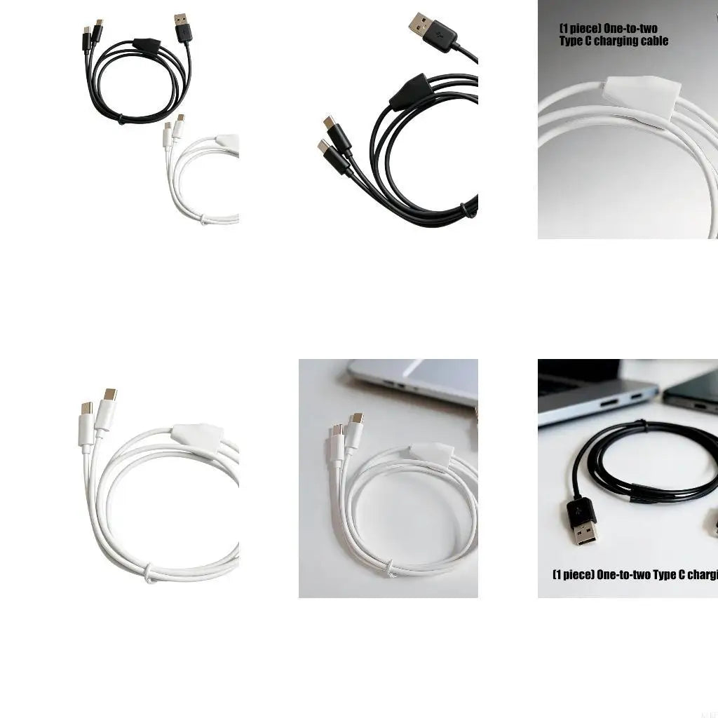 Type C Split Charging Cable 75Cm+25Cm USB C Chargers Wire For Convenient Use K1KF Quake