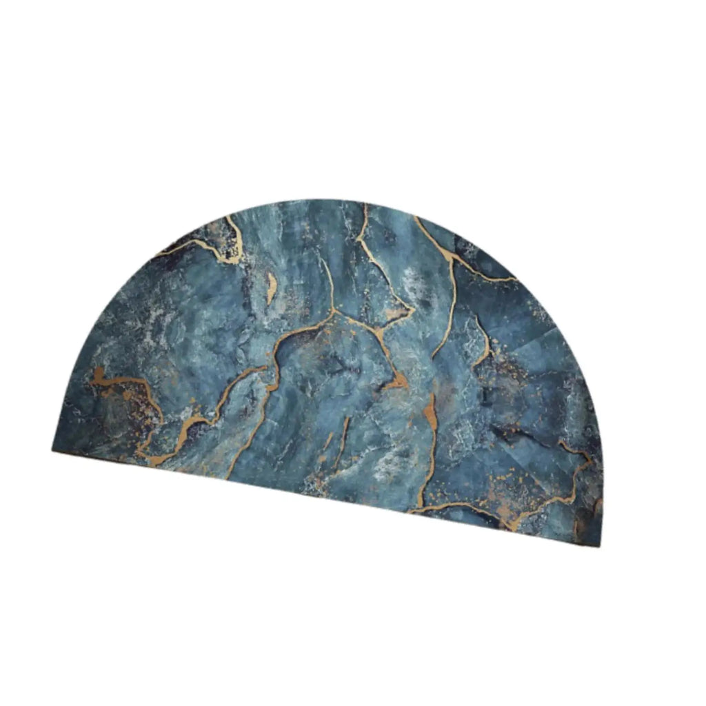 Half Round Bath Mat Dry Fast Shower Mat Area Rug Floor Mat Water Absorbent Washable Bathroom Rug for Bathroom Floor Tub Shower Quake Blue