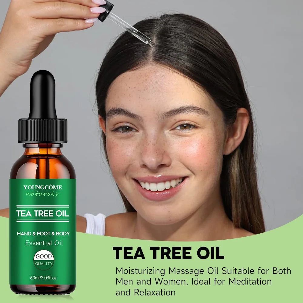 YOUNGCOME Tea tree essential oil for skin care, Repairing & Nourishing Hair Strengthens, Hydrates & Revitalizes Damaged Hair Quake