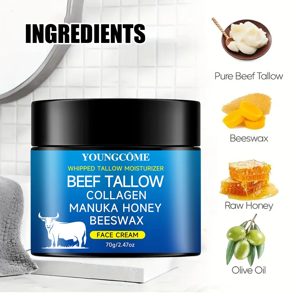 Tallow Face Cream Raw Honayolive Oil Anti Aging Face Cream Wrinkle Remover Collagenr Smooth Wrinkle Moisturizing Firming Quake
