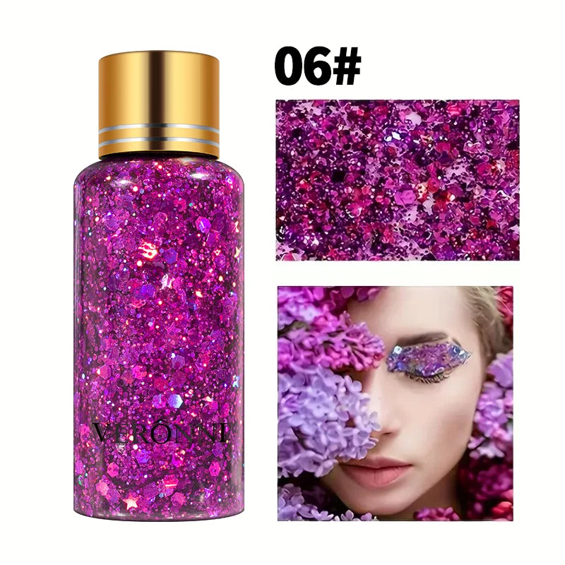 Mermaid Sequin Body Glitter Gel - Long-Lasting Shine for Carnival,Parties, Festival and Stage Performance-Great for Girls Makeup Quake 06
