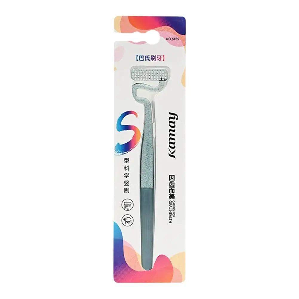 S-shaped Vertical Brushing Toothbrush Soft Bristle Teeth Gap Cleaning Tongue Scraping Gum Massage Bass Method Toothbrush For Men Quake D