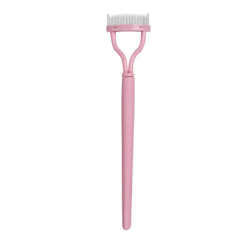 Eye Combing Tools Makeup Lash Separator Eyelash Brush Lash Stainless Steel Eyelash Portable Comb Mascara Curl Eyelash Curler Quake M166 Pink