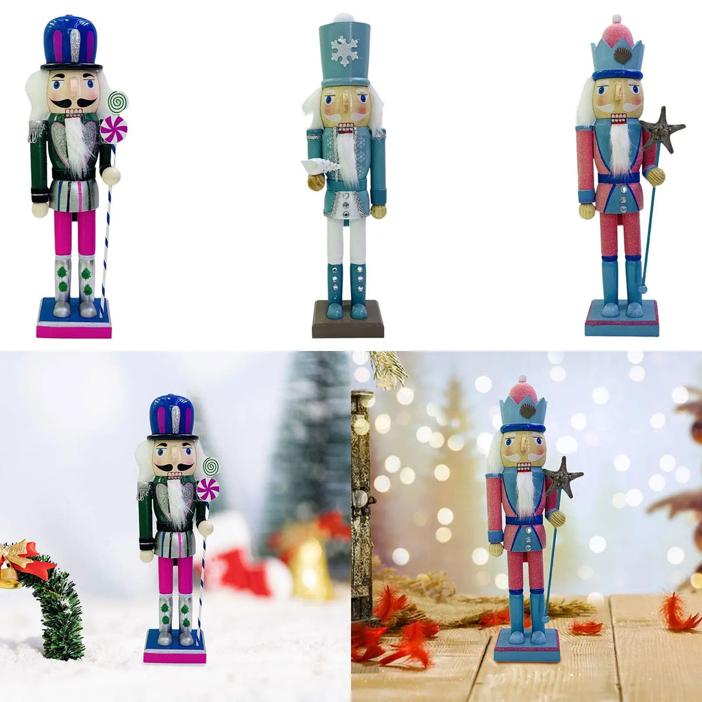 Christmas Nutcracker Figurine Collectibles Arts Crafts Christmas Gift Sculpture for Cabinet Festival Office Fireplace Bedroom Quake