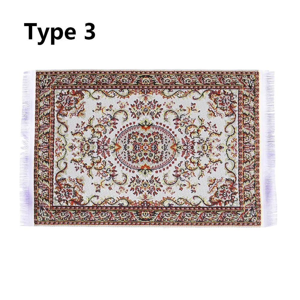 Toy Playing House Turkish Style Floor Coverings Miniature Weaving Rug Accessories Dollhouse Carpet Quake type 3