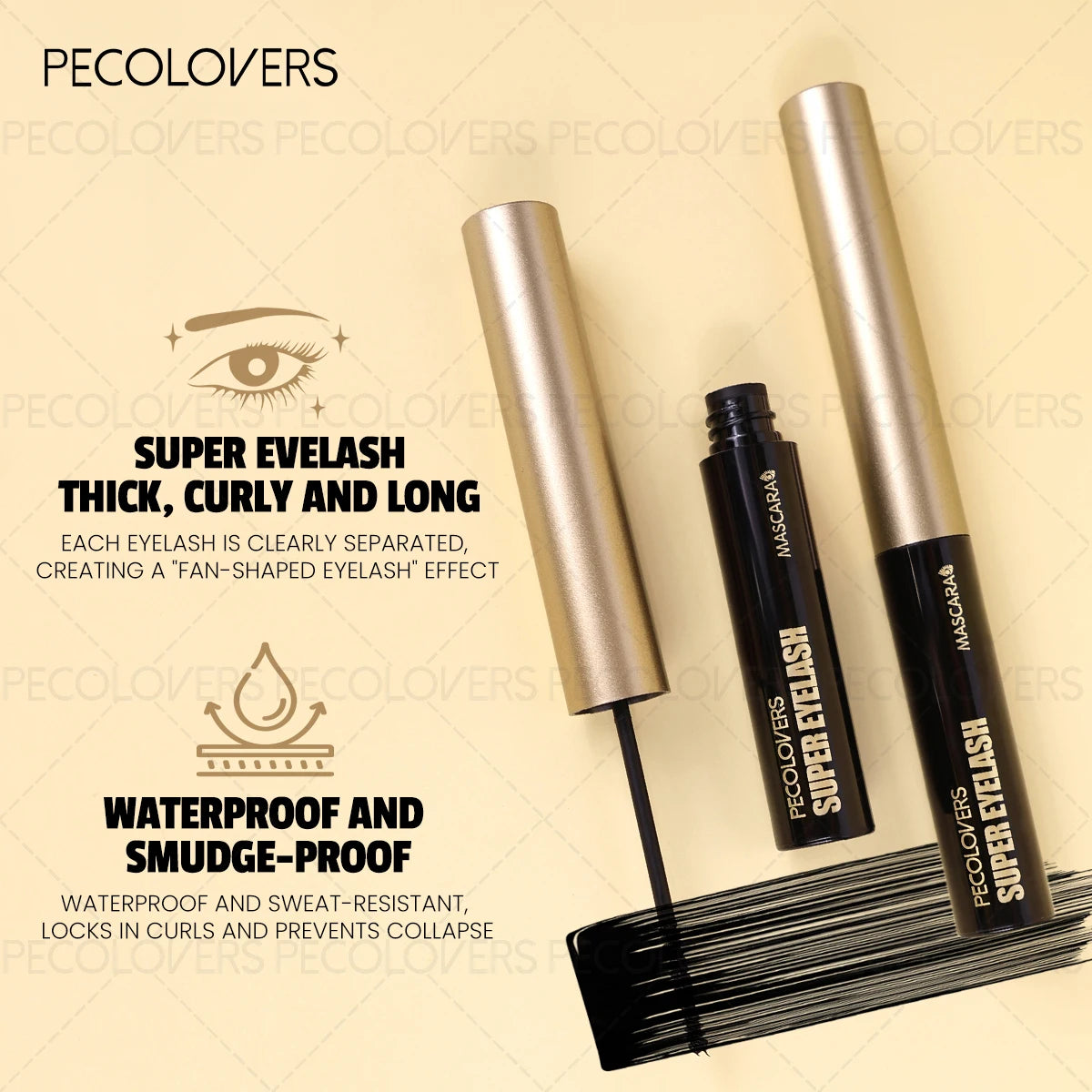 4D Silk Fiber Mascara, Waterproof Lengthening Curling, Waterproof Clump-free Long-lasing, with Thin Brush, Beginner-Friendly Quake