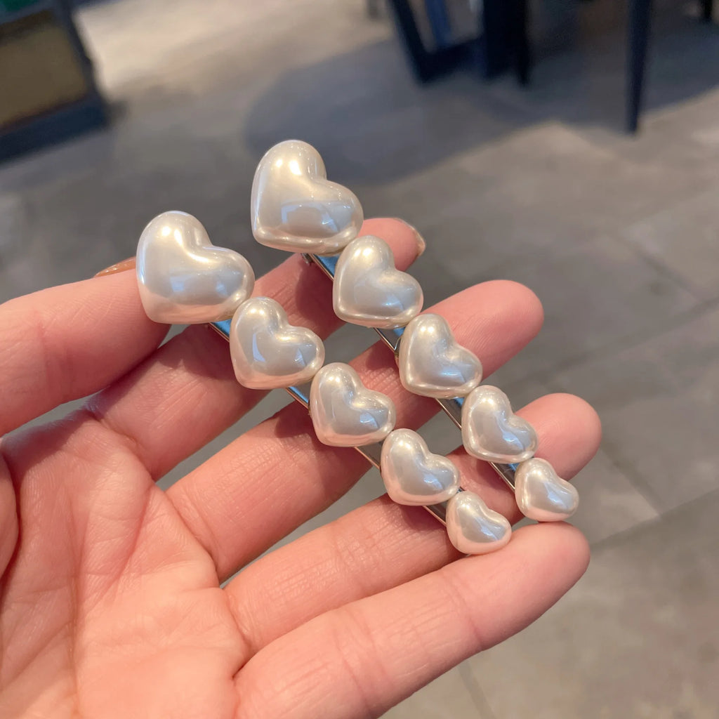 White Love Hairpins, High-end Duckbill Clips, Forehead Bangs, Girls Women Headwear Hair Styling Tools Accessories Quake