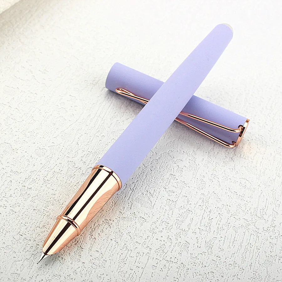 Luxury Metal Fountain Pen Rose Gold Clip EF Nib Ink Pen Luxury Writing Pens for Stationery Business Office School Supplies Quake