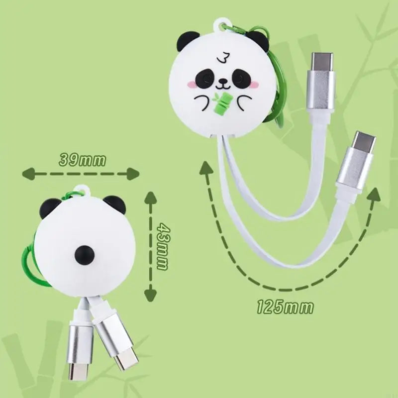 Pull Out USB C to USB C Cord with Clip Tab, 60W Line, Cartoon Cover for Travel, Desk, Office, and Bag Use K1KF Quake