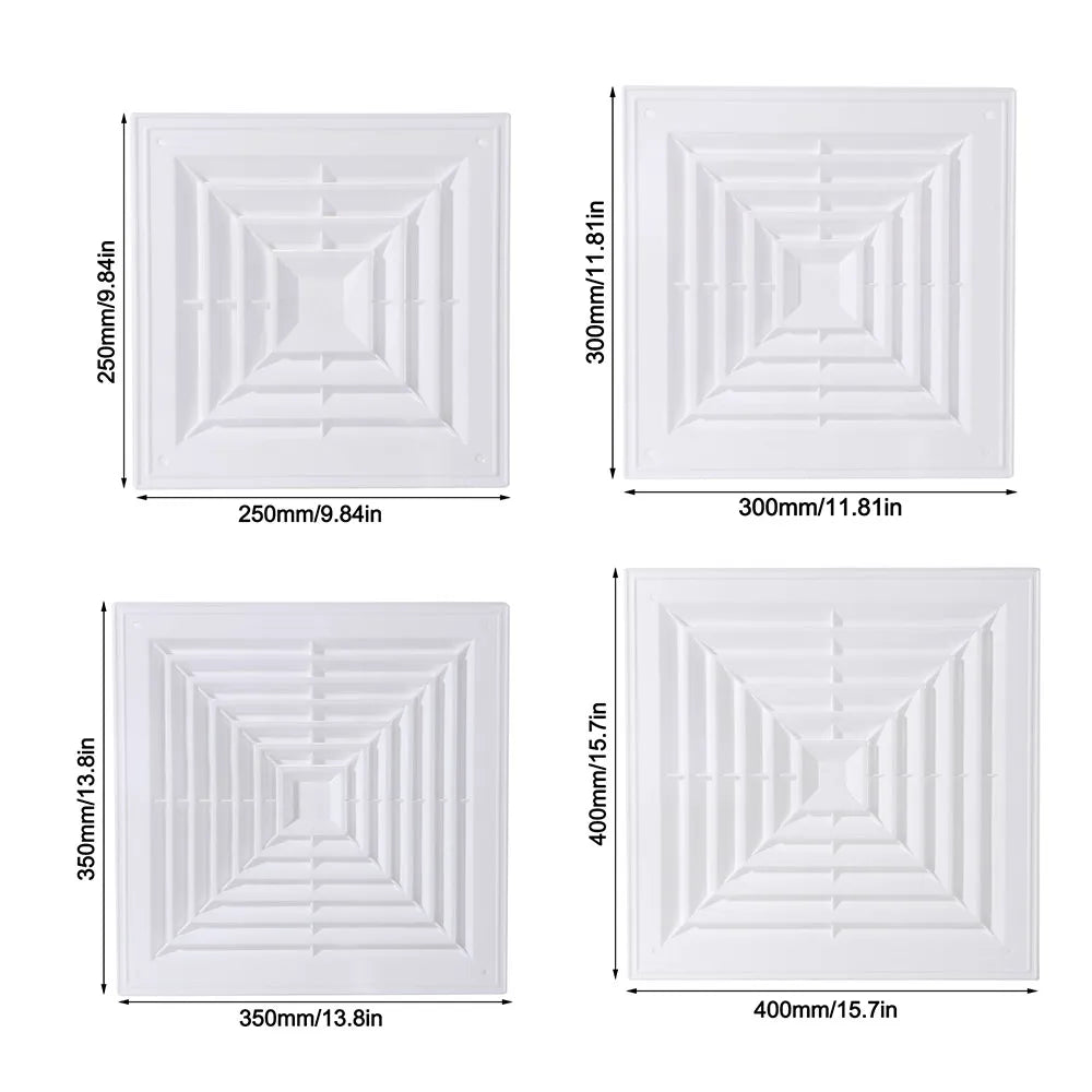 New Plastic Air Vent Grille With Flaps Square Ventilation Cover Silent Operation White Duct Heating Vents Bathroom Quake