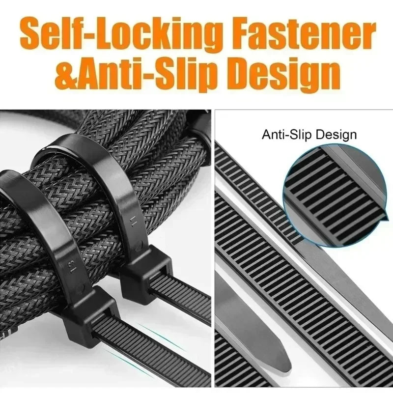 Nylon Cable Tie Plastic Self-locking Binding Tape Black White Cable Tie Fastening Loop Cable Tie Reusable Office Wire Wraps Quake