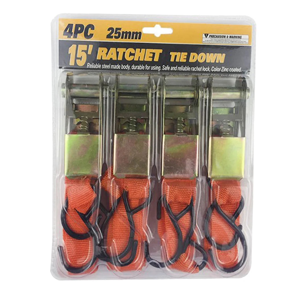 Polyester Tie Down Ratcheting Straps with Quick Lock Buckle Cargo Fixing Strap for Moving Motorcycle ATV Quake