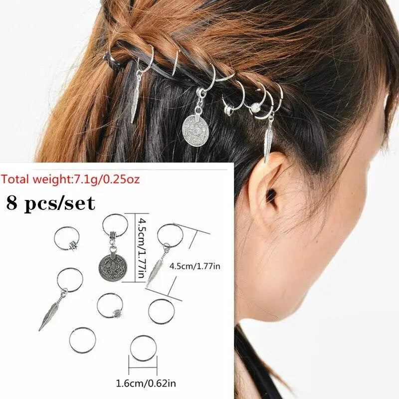 5-50 Pcs/set Opening Silver Hair Ring Hip-hop Hair Braid Charm Dreadlock Beads Clips Cuffs Rings Jewelry Dreadlocks Accessories Quake