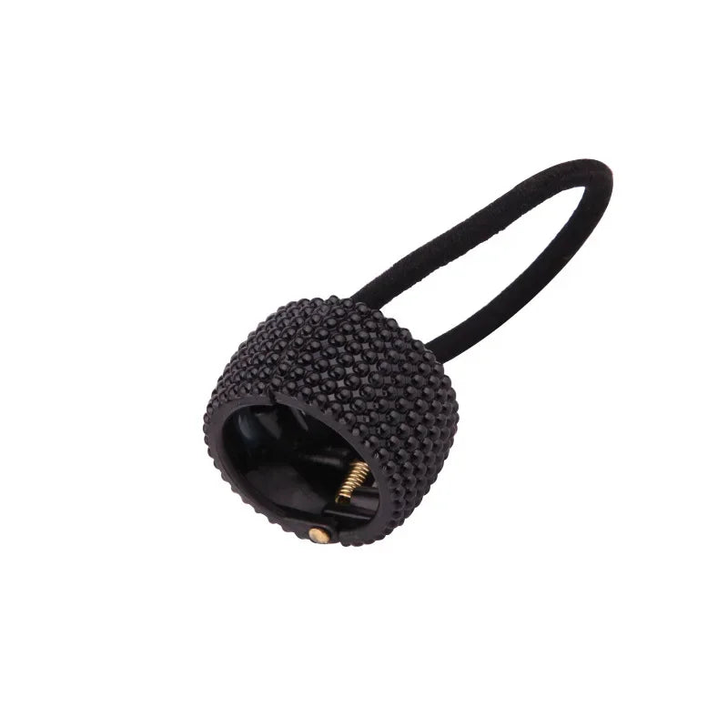 Women Vintage Ponytail Holder Buckle High Elastic Clip Hair Rope Fashion Simple Round Hair Ties Rings Headwear Hair Accessories Quake black