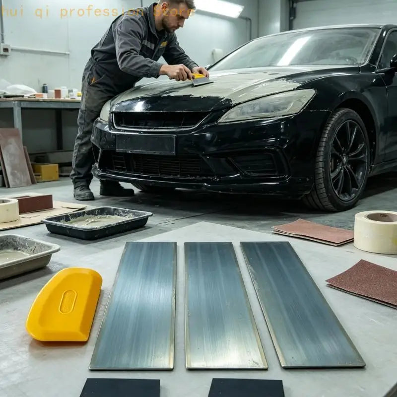 Manganese Steel Auto Body Filler Scraper Set with Rounded Corner for Panel Leveling and Daily Repair Work H8WE Quake