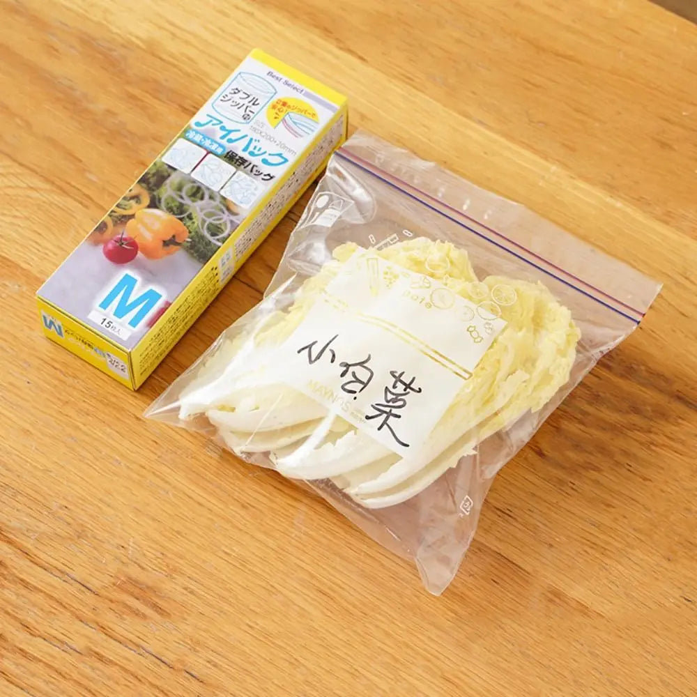 Sealed Bag Fresh-keeping Food Ziplock Bag Household Plastic Bag Thickened Refrigerator Storage and Freezing Packaging Bag Quake M - 15pcs