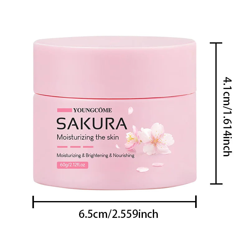 Sakura Essence Cream,Cherry Blossom Facial Moisturizer for Dry & Rough Skin,Intense Hydration,Skin Repair,Delicate & Tender Glow Quake 60G