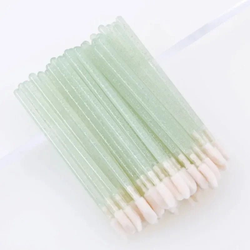 50Pcs/Lot Disposable Crystal Handle Eye Shadow Lip Brush Eyelash Extension Applicator Cleaning Brushes Cosmetic Tool Quake