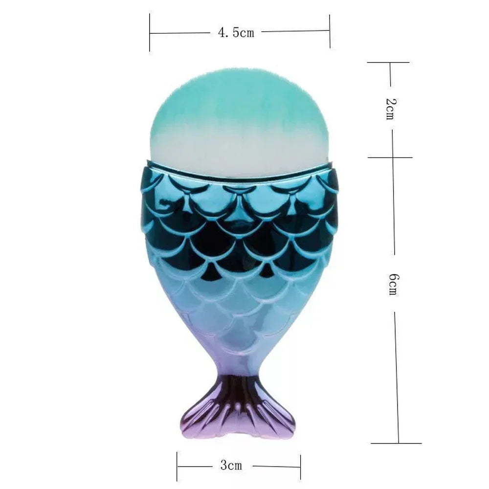 Foundation Cosmetic Fish Brush Blush Brush Mermaid Shape Professional Face Makeup Brush Makeup Tool Kit Powder Nail Art Tool Quake
