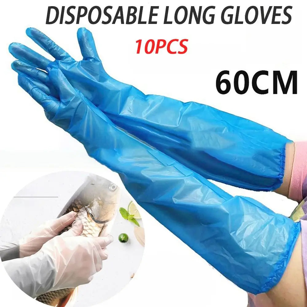 10PCS Waterproof Disposable Gloves Multifunctional Transparent Cleaning Long Gloves Durable Thickened Disposable Hand Sleeves Quake
