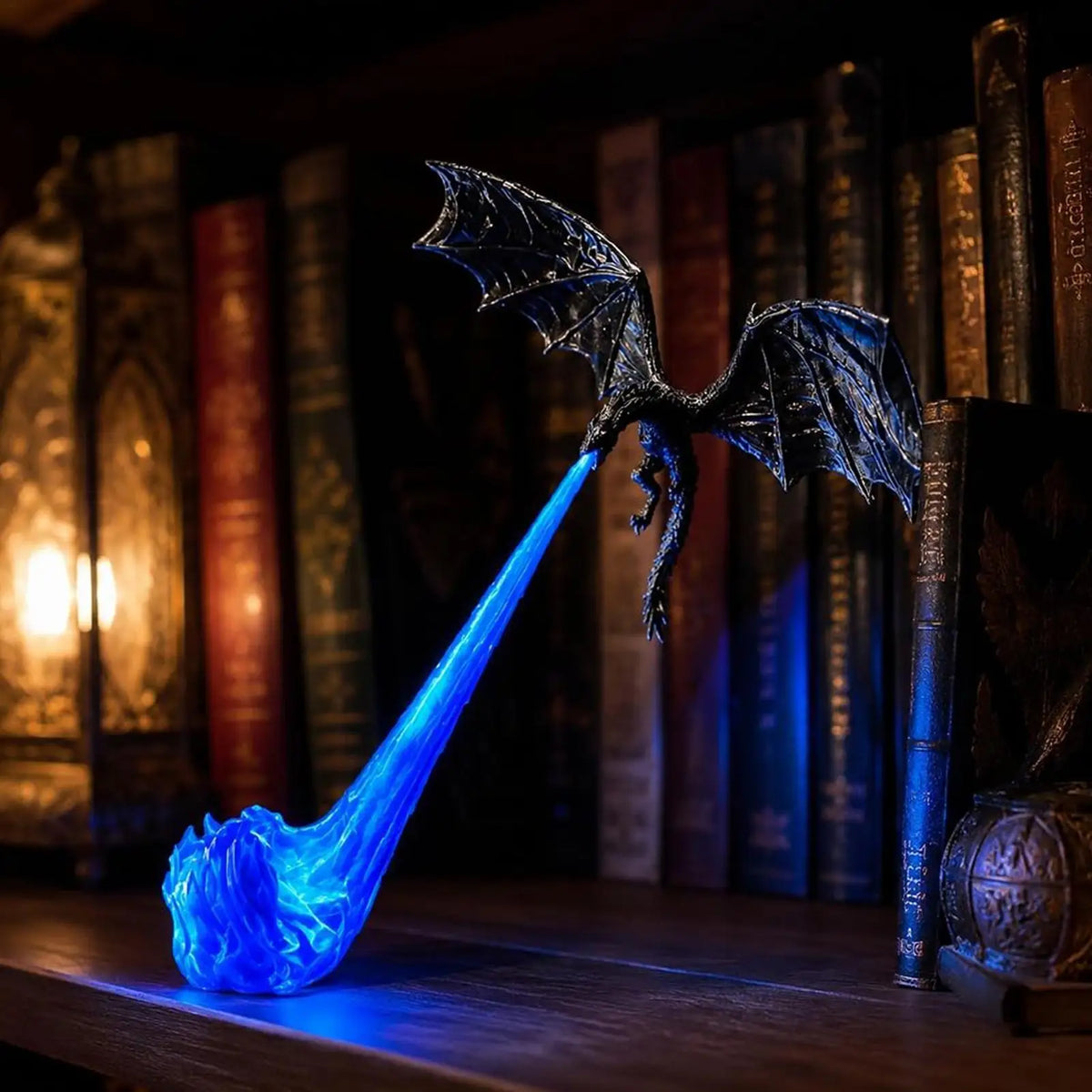 Bookshelf Nook Light 3D Printed Flying Dragon Library Lantern Decor for Nightstand Bedroom Nursery Den Kids Boys Girls Quake