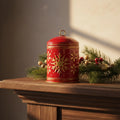 Snowflake Bell Ornament Festive Christmas Bells Cylindrical Iron Bell Lightweight for Wreath, Shop Window Quake RedCylindrical