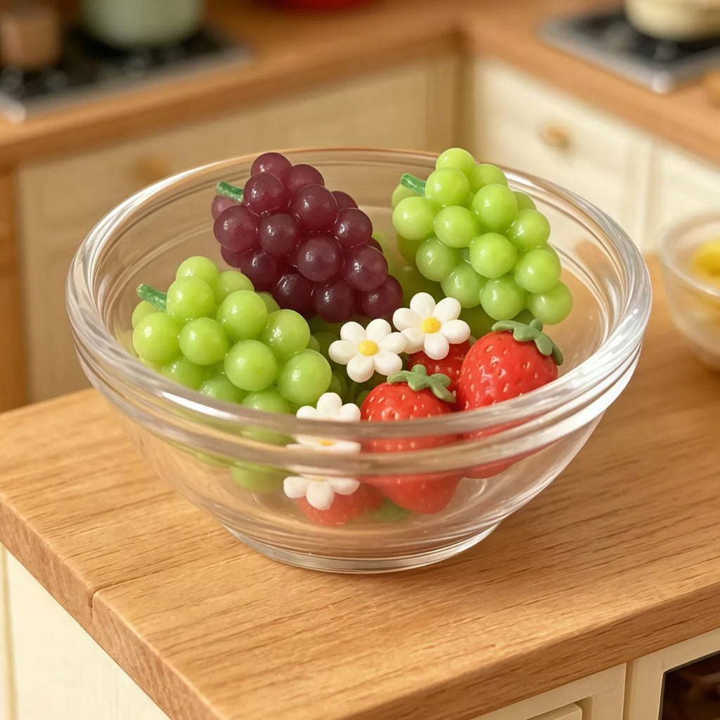 50Pcs Sweet Fruits 1:12 Dollhouse Miniature For Purple Green Grape Simulation Resin Food Play DIY Kitchen Home Accessories Toys Quake