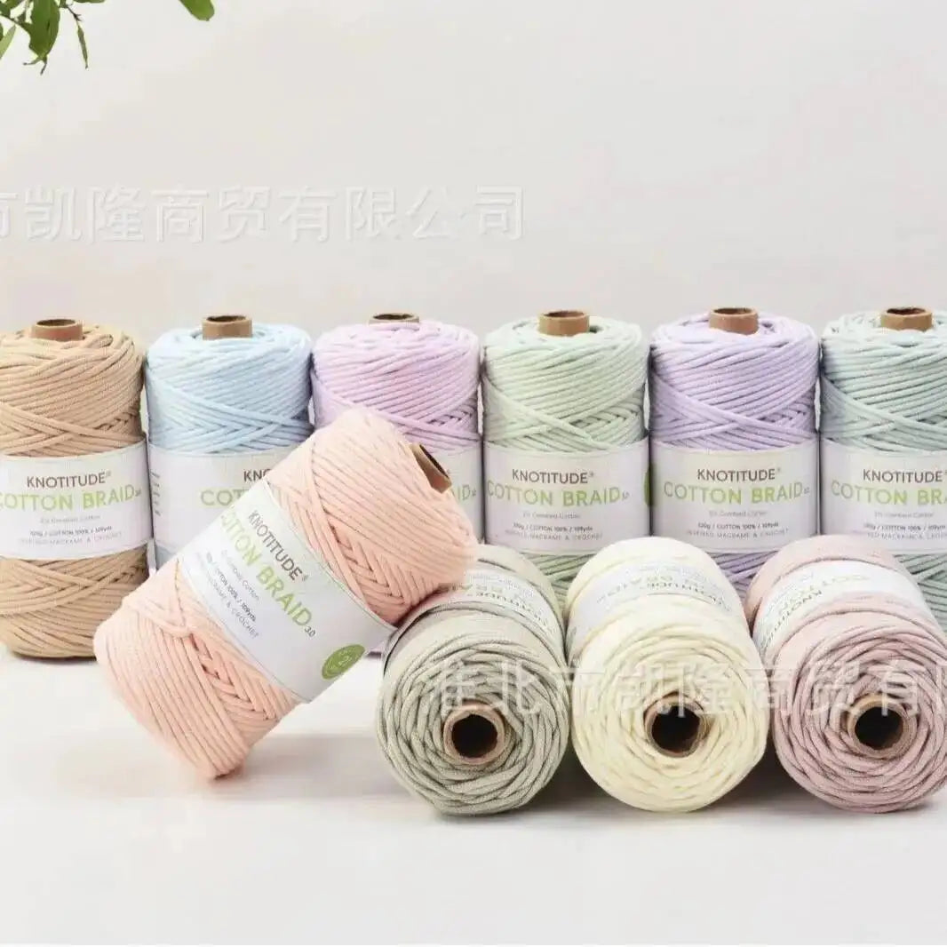 3mm Macrame Braid Cotton Cord 109Yards Pure Cotton Rope For Bracelet Knots, DIY Craft Making 100m Quake