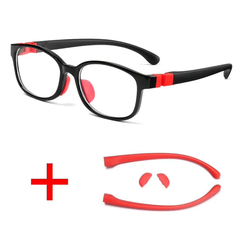 Anti Blue Light Glasses for Kids Boys Girls Silicone Soft Frame Eye Protection Eyewear Children Computer Games Eyeglasses Quake black