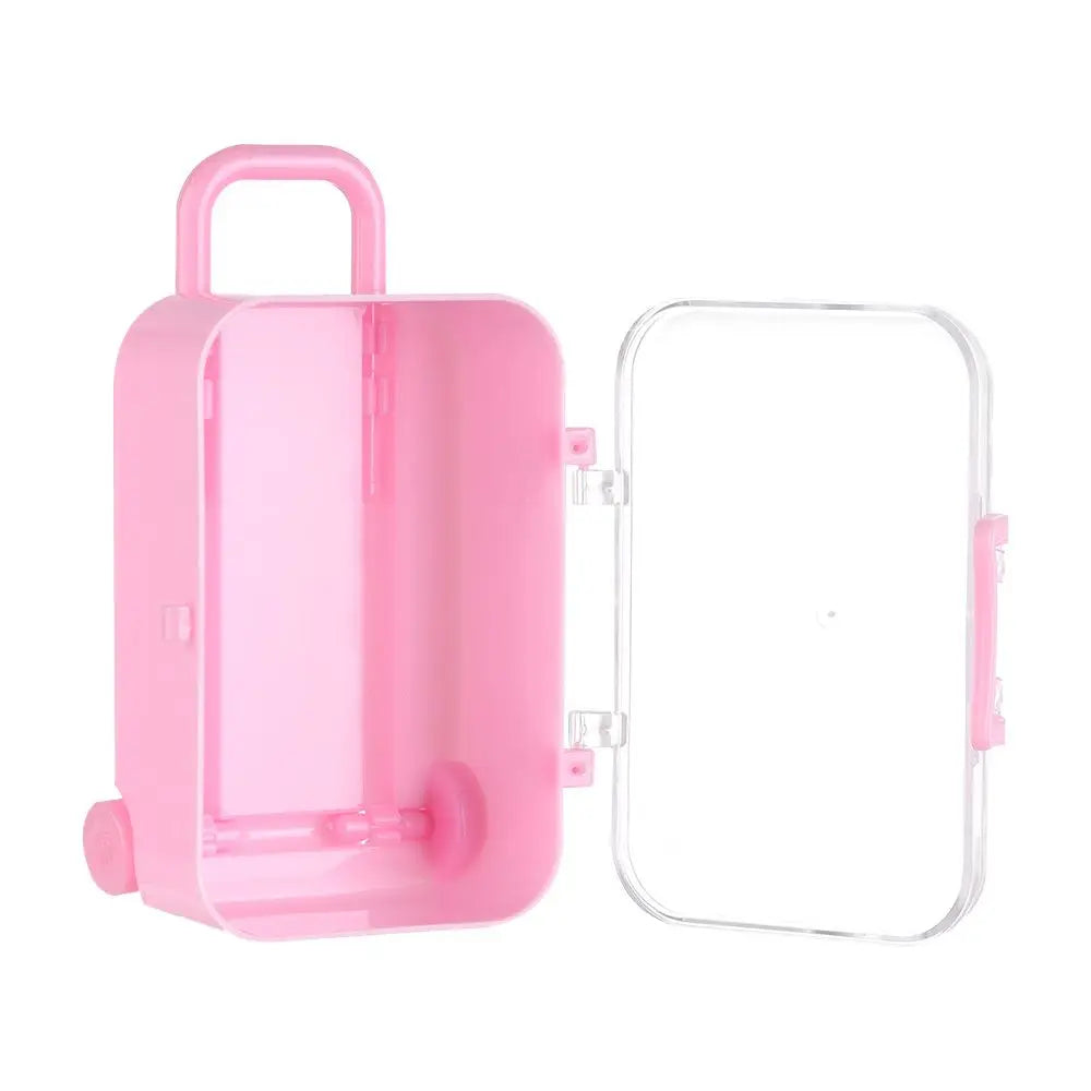 Fashion Plastic Mini Suitcase for Dolls Miniature Toys Trunk Dollhouse Decoration Lovely Small Clutch Jewellery Box Doll Handbag Quake
