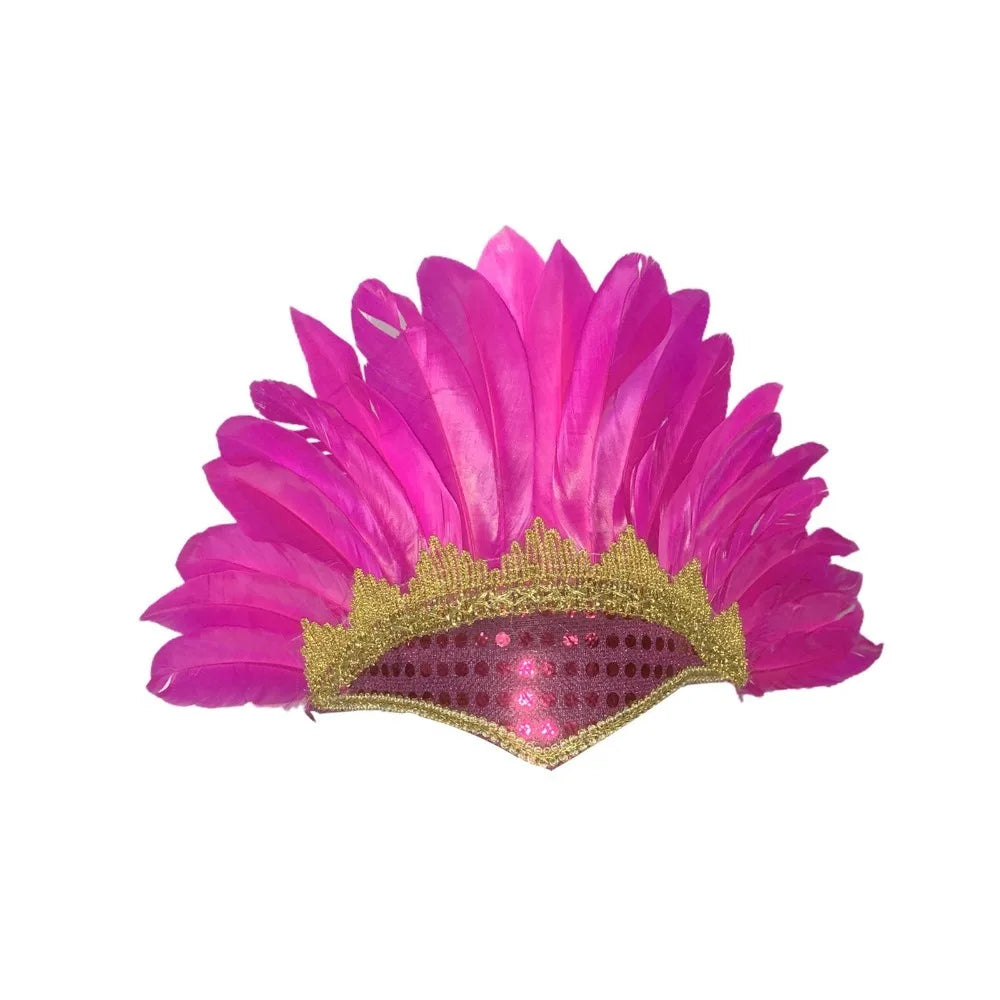 Feather Carnival Costume Children's Day Headwear Fancy Dress Party Headpiece Feather Headdress Quake Rose Red