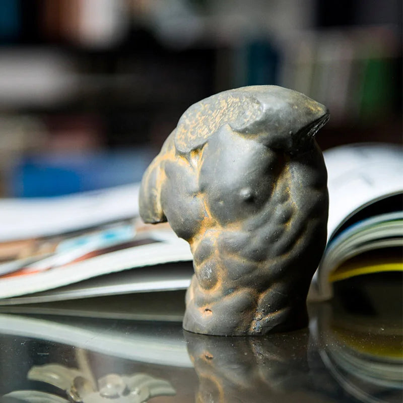 Ancient Greek Male Torso European Style Art Desktop Decoration Figure Small Ornament Imitation Cast Iron Sculpture Handmade Quake
