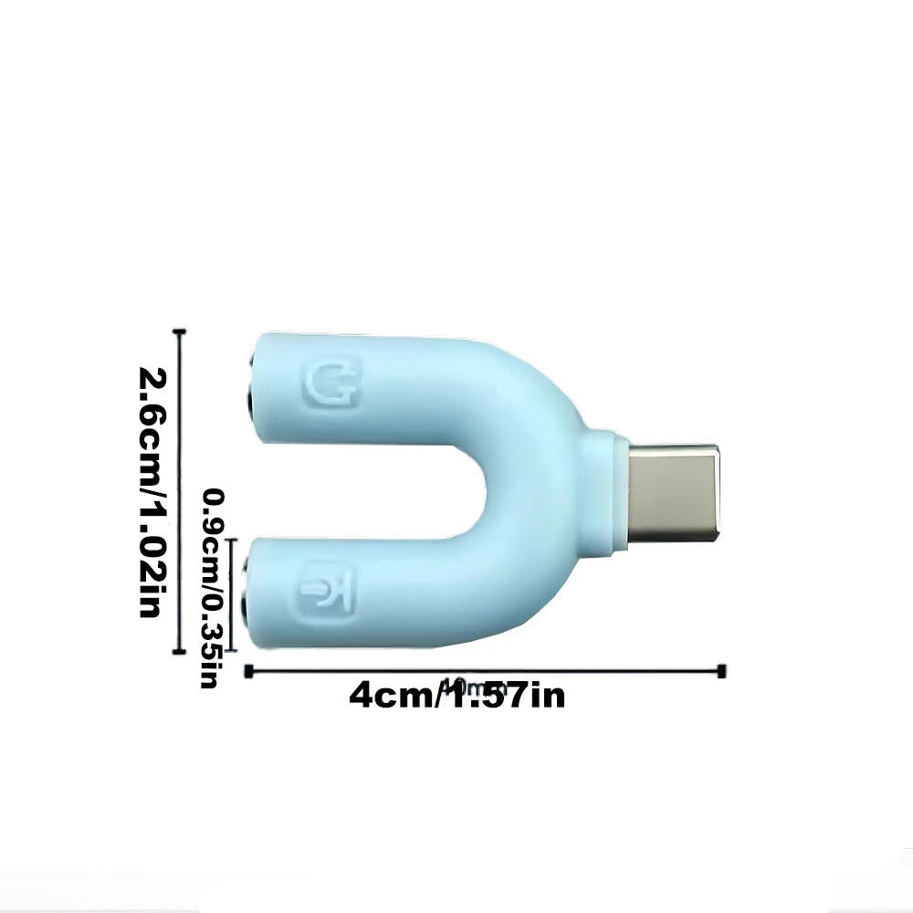 Type-c Headphone Mic Splitter Adapter U-shaped Type-c 1 To 2 Audio Splitter Adapter for Mobile Phone,Computer,Laptop,Speaker Quake