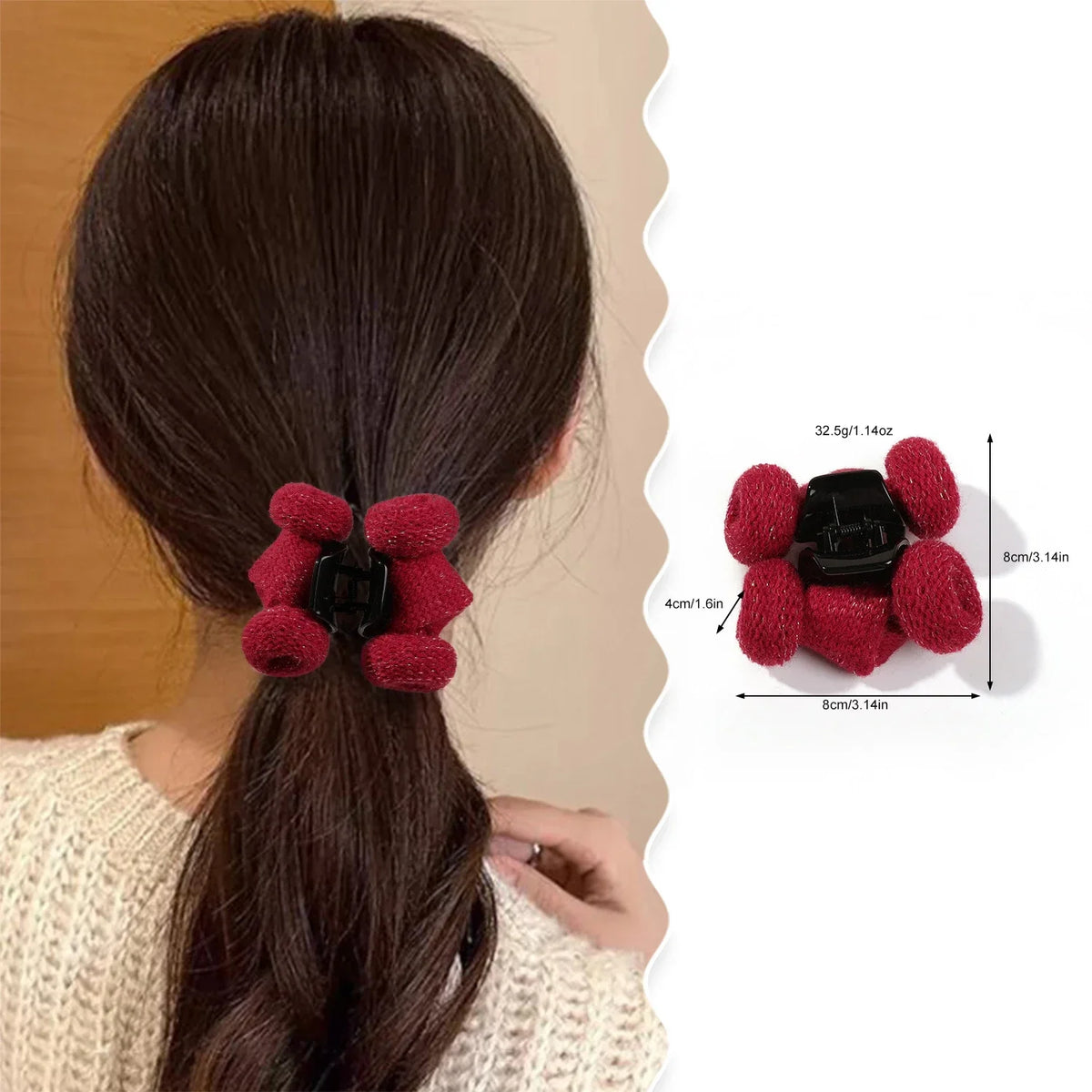 Autumn Winter Solid Color Wool Knitted Hair Claw Korean Fashion Sweet Ponytail Clip Handmade Female Hair Clip Hair Accessories Quake