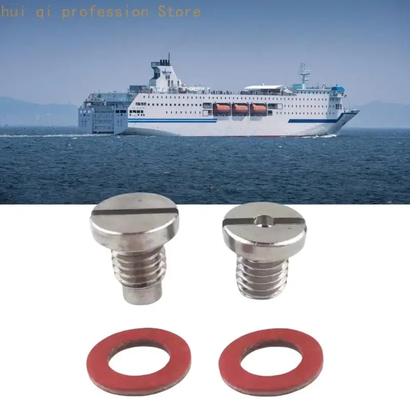 Marine Gear Oil Drain Screw, Stainless Steel Screws with 90340-08002 Thread and 2 Sealing Washers H8WE Quake