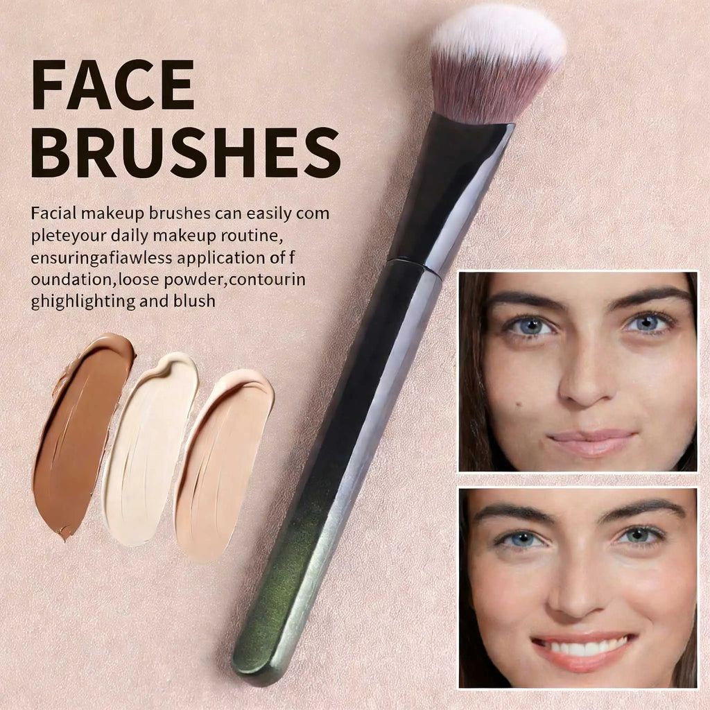 1pc Angled Blush Brush, Soft Fiber Hair, Natural Makeup Application, Suitable For Beginners Quake