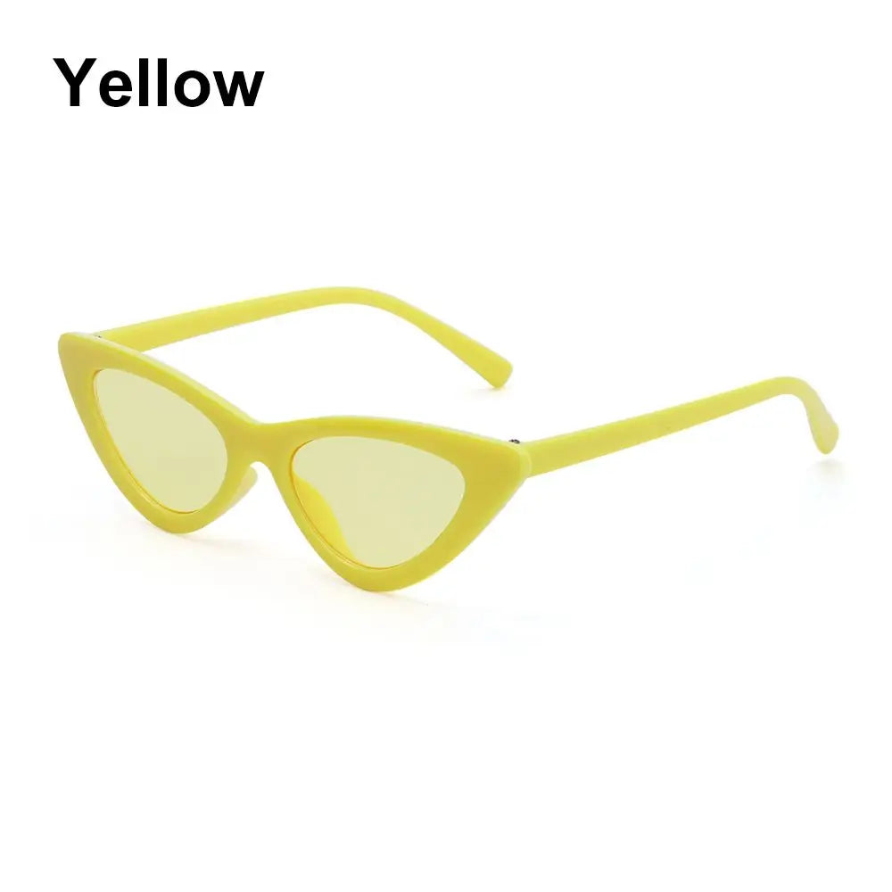 Fashion Candy Color Sunglasses Kids Aged 3-9 Years Trendy Retro Cat Eye Sun Glasses Boys Girls Non-Polarized Shades Party Favor Quake yellow