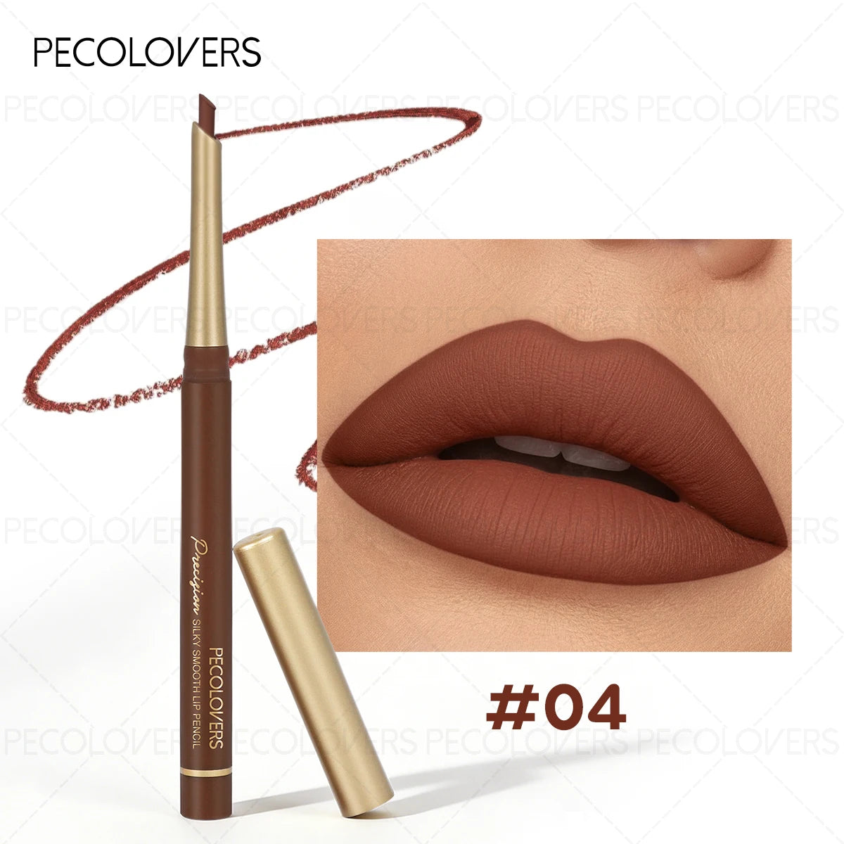 Brown Tube Slanted Lip Liner, Outlines The Lip Contours, Plump and Charming, Waterproof, Essential for Dates, Lip Cosmetic Quake 04
